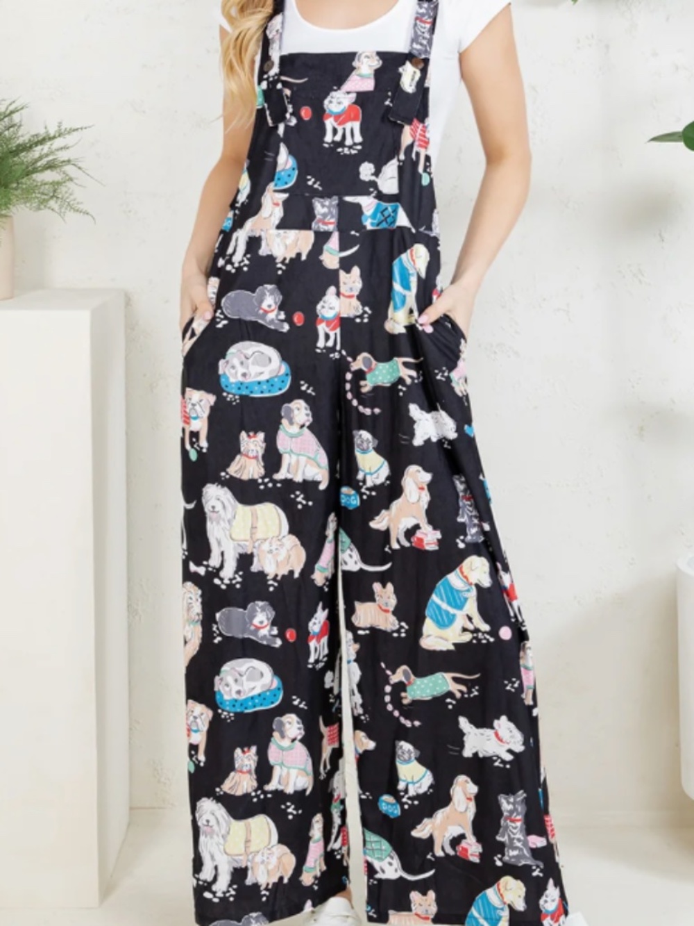 NWT LA Soul wide leg crop dog overall